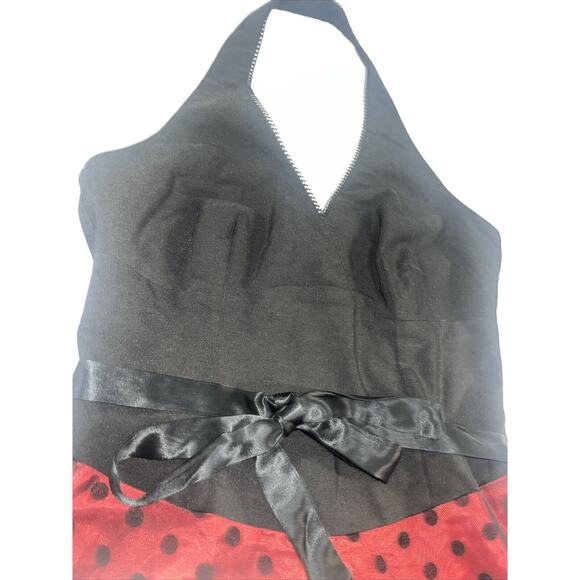Vintage Rampage Juniors Sz 7 Red Black Polka Dot Halter Dress 50s Inspired - Picture 10 of 15
